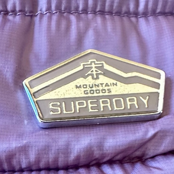 Superdry “Luxe Fuji” Hooded Double Zipper Vest Shimmer Pink Extra Small Like New - Picture 15 of 15